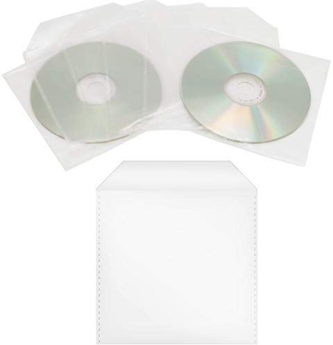 500 Stück CD/DVD/Bluray Schutzhüllen, PP, Transparent Hüllen, Sleeves mit Lasche, Leerhülle, Für Aufbewahrung von CDs DVDs BD Rohlinge, Plastik Tasche mit Klappe, Folien Hülle, Single CD-Sleeve Box
