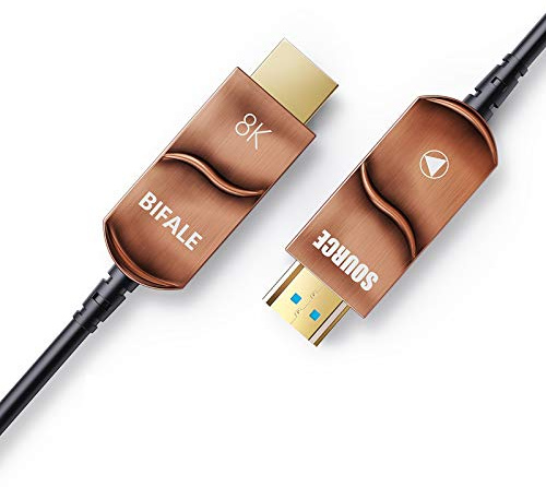 BIFALE 8K Fiber Optic HDMI 2.1 Cable 50ft, Support 8K@60Hz, 4K@120Hz, 48Gbps, eARC Compatible with PS5/4, Xbox Series X, RTX 3080/3090, Denon AV Receiver, HDMI Cable 50ft