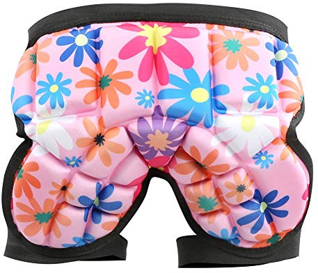 Keenso Protector de Cadera para Niños - Almohadilla Transpirable para Patinaje sobre Hielo y Esquí (Rosado)