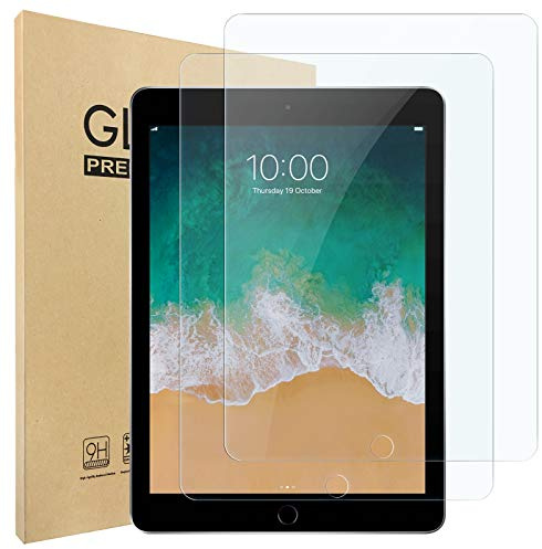 Hianjoo 2-Pcs Screen Protector Compatible with iPad 9.7 Inch, 9H Tempered Glass Film Replacement for iPad 9.7 (2018/2017)/Pro 9.7 (2016)/Air 1/Air 2