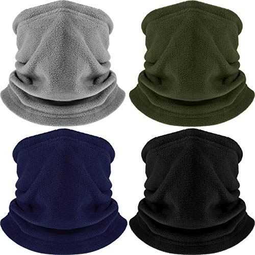 4 Pieces Winter Fleece Neck Warmer Snoods for Men Women Gaiter Thick Thermal Windproof Ski Neck Scarf Balaclava