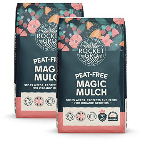 RocketGro Organic Magic Mulch - 2 x 50L - Chemical-Free Natural Garden Mulch, Eco-Friendly Organic Fertilizer for Soil Enrichment, Enriched with N:P:K, Microbes & Nutrients