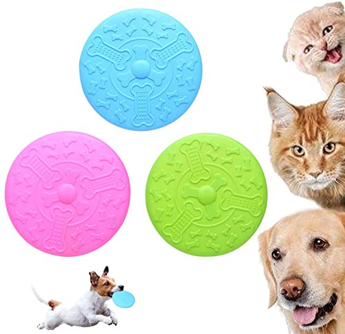3 Stück Hunde Fliegende Scheiben Hundespielzeug ​Scheiben Spielzeug Frisbee Hunde Scheiben Outdoor-Spielzeug Hunde Scheiben Naturkautschuk Hunde ​Scheiben Für Hunde Hundetraining Werfen Fangen Spiele