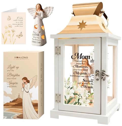 Remembrance Angel Memorial Lantern - Memorial Gifts for Loss of Mother, Thoughtful Sympathy Gifts for Loss of Mom, Funeral Gifts, Rememberance Gifts, Bereavement Gifts for Loss of Mother