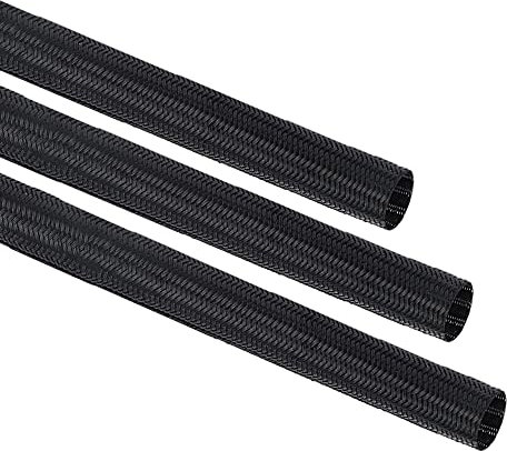 KafTon 12ft PET Expandable Braided Sleeving Black Braided Cable Sleeve (32mm)