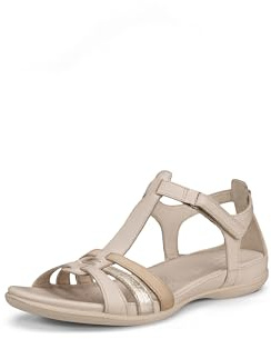 Ecco Damen Flash T-Strap Sandal, Limestone/Pure White Gold/BEIGE, 40 EU