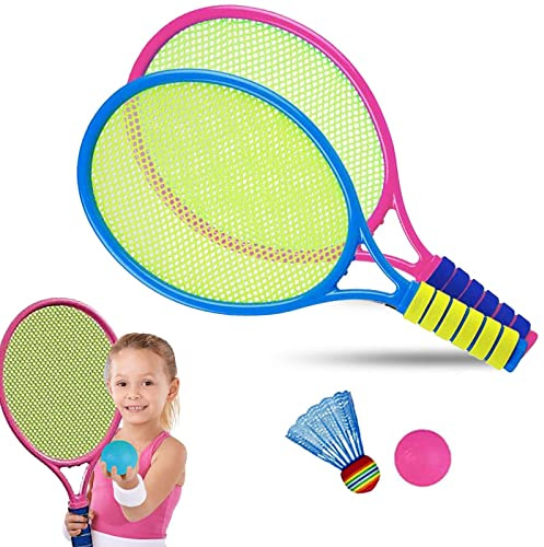 Xwin Sportseries Set of 2 Tennis Rackets with 1 Ball and 1 Shuttlecock for Kids, Badminton Set for Summer Winter Indoor and Outdoor Garden Games, for Children Birthday and All Occasions