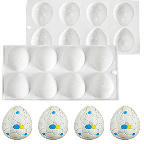 mostsom 8-Cavity Easter Egg Candy Silicone Molds,Chocolate Truffles Mold for Fondant Mould,Hard Candy Mold Pralines Gummy Jelly Mold (Easter Egg J), BH1000