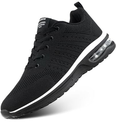 Hitmars Running Shoes Men's Trainers Women's Sports Shoes Platform Trainers Tennis Shoes Air Running Shoes Jogging Outdoor Lightweight Black White EU 36-47, Gl2 Trainers Black, 7 UK