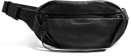 Aimee Kestenberg Milan Bum Bag - Crossbody Fanny Pack for Women - Small Leather Purse - Adjustable Shoulder, Chest or Belt Bag, Black Black, One Size