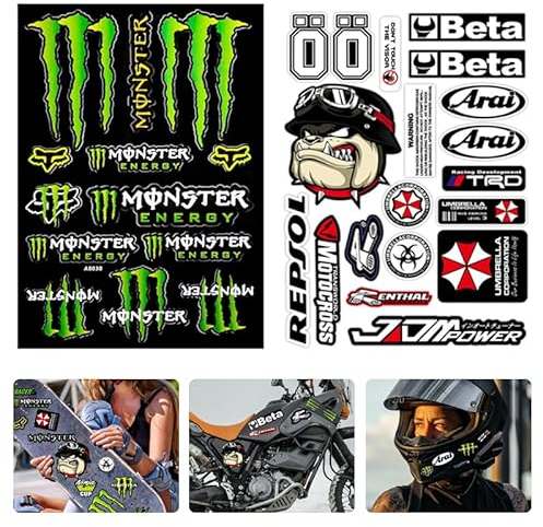 Fahrradaufkleber Two Aufkleber Motorrad Sponsorenaufkleber Schöner und gut aussehender Racing Aufkleber Monster Kratzstreifenaufkleber Geeignet für Motorräder Gepäck Gitarren usw. Motorradaufkleber