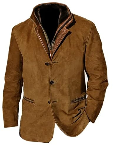 ZRYAZQ Veste Homme Vintage Manteau Hiver Automne Blouson De Travail Chasse Moto Mode Décontractée Parka Blazer Costume Cardigan Bouton