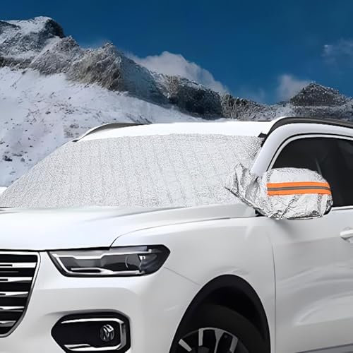 Copertura Auto Invernale, 180 X 110 Cm, Telo Antighiaccio Parabrezza, Copertura Parabrezza Auto, Parasole Invernale per Auto, Ice Protection, Anti uv, Adatto la Maggior Parte dei Veicoli