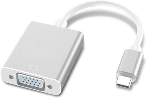 USB C to VGA Adapter Thunderbolt 3/4 to VGA Converter Compatible with iPhone 15 Series, MacBook Pro/Air 2023, iPad Pro, iMac, Dell XPS, Surface Book 3, Samsung Galaxy S23 More Aluminium Shell Silver