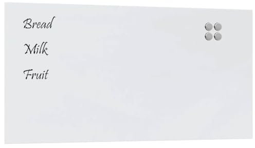 vidaXL Magnettafel Wandmontage Weiß 100x50 cm Hartglas, Glastafel, Wand Magnettafel, magnetische Kreidetafel, magnetische Tafel, Schreibtafel