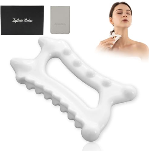 Ceramic Gua Sha Massage Tool, Advanced Face&Body Gua Sha Tools Skin Care for Women Men, Korean GuaSha Facial Tools (Dual Row of Massage)