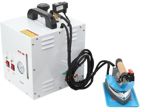 POGOAO Estación de Planchado Profesional de 1600 W, Plancha Industrial de Acero Inoxidable con vaporizador y Tanque de 4 L, Temperatura Ajustable, Caldera de Vapor portátil con manómetro