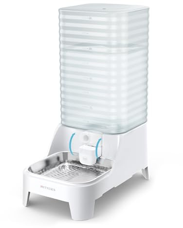 8L Distributeur Eau Chat et Chien, Abreuvoir à Gravité à Soupape d'Arrêt Brevetée, Bol Inoxydable Amovible, Nettoyage Facile, sans BPA
