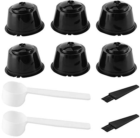 Tnfeeon Capsula di caffè a Lungo Mantenea Capsule -Coppe Filtro Rivestibili per Macchine, Buon Effetto del Filtro, Modelli Mini ME/PICCOLO/GENIE, 6 Pacchetti, Plastica Pp Nera + Acciaio Inossidabile