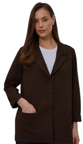 Ballandoro Blazer Donna Elegante Lungo - Giacca per Completo Cerimonia Made in Italy, Coprispalle Cardigan Taglie Forti Primavera Estate Curvy (IT, Testo, S, Regular, Regular, Marrone Scuro)