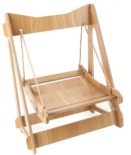 Taidda Hamac Balançoire pour Animaux de Compagnie, Bois Durable, Sommeil Confortable, Balançoire pour Chat, Installation Rapide, Lit Hamac en Bois, Idéal pour Petits Chiens, Chats, Gris 38 X 29 X 50