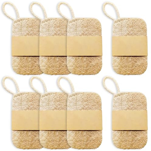 8 Estropajos Biodegradables de Luffa - Estropajo Ecologico Fibra de Coco Natural para Cocina