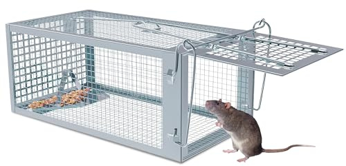 Trampa para Ratones Vivo, XL Trampas Ratas para Interiores y Exteriores Sin Matar Cepos para Ratones Reutilizable, Sin Mecanismo de Liberación Táctil para Cocina Jardín Hogar - 27 x14 x12 cm