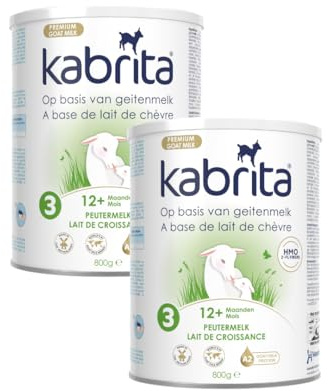 Kabrita 3 Lait de Croissance au Lait de Chèvre – Boisson Lactée 12+ Mois – Avec DHA, Vitamines & Minéraux – 800 g – Lot de 2