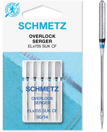 Schmetz Overlocknadeln – 90 (14) Jersey, mittlere Kugelspitze, ideal für Strick- und Stretchstoffe, 5er-Pack
