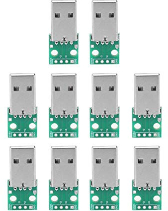 USB Type A to DIP Adapter Board, 4 Pin Male Header Connector, 2.54mm Pitch, 10 Pack for Electronics, Circuit Testing, DIY Projects, Robotics, Home Automation, Education