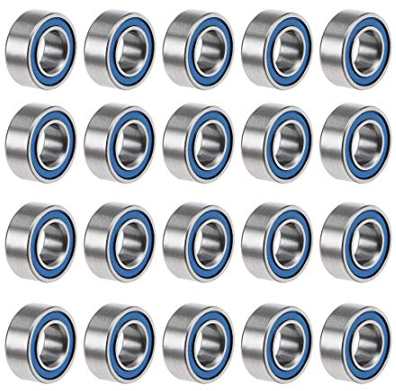 sourcing map 20 Stück Kugellager Rillenkugellager MR105-2RS 5mm Innendurchm 10mm Außendurchm 4mm Bohrung Doppelt Abgedichtet Chromstahl Blau Z2 für Skateboard 3D Drucker Roller Inline Skates