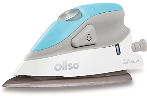 oliso M2Pro Mini Steam Iron with Solemate® – 1000 Watt Dual Voltage Travel Iron for Sewing, Quilting, and Crafting – Ceramic Soleplate, Precision Tip – Turquoise