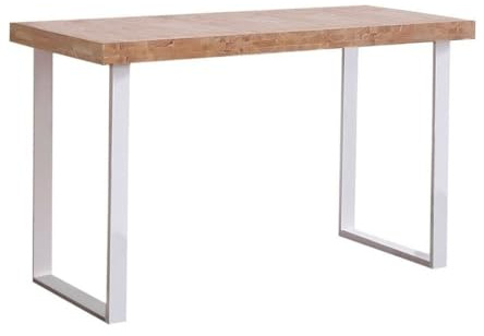 Home Heavenly®- Mesa de Estudio Darek. Escritorio Industrial o tocador. Tabla de Madera Maciza. Patas metálicas. (Blanco)