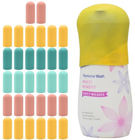 TRANOMOS 32 Pack Silicone Bottle Covers, Travel Essentials for Women & Men, Toiletries, Cruise Ship Accessories, Elastic Sleeves for Leak Proofing