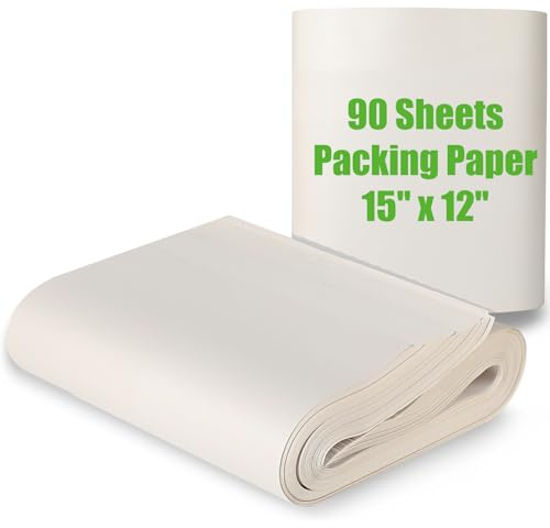 15 x 12 Packing Paper for Moving Supplies, 90 Sheets Newsprint Paper, Newspaper Wrapping Paper for Arts, Crafts, Packing Boxes for Moving, Shipping, Packaging, Packing Materials, Glasses Box Filler