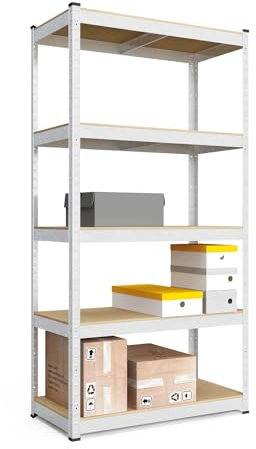 baudim - Schwerlastregal 750 kg Tragkraft, 200x100x50 cm, Steckregal mit 5 MDF-Böden, Metallregal, Garagenregal oder Lagerregal, Kellerregal, Lastenregal, Werkstattregal Verzinkt