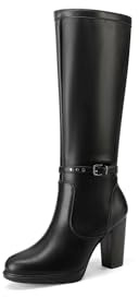 QUEEN HELENA Femmes X31-118 Bottes hautes à talons Zip Latérale, Noir , 36 EU