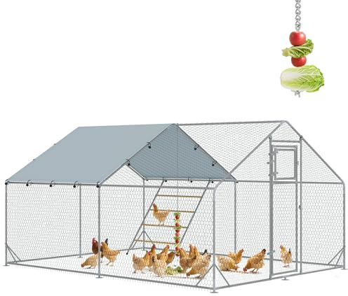 PawHut Pollaio per Galline da Esterno, 3x4x2m 12m² Recinto per 12-18 Galline in Acciaio Zincato, Gabbia per Polli con Tetto Impermeabile Anti-UV Mangiatoia Posatoio Serratura, Piccoli Animali Conigli