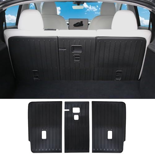 TOPABYTE Coprisedili posteriori per Tesla Model Y Juniper 2025 (5 posti), accessori di seconda fila in TPE per tutte le intemperie, baule, 3 pezzi