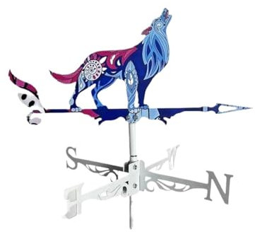 Banderuola a Forma di Gallo, da Tetto, indicatore di direzione del Vento in Metallo retrò, Decorazione Artistica da Giardino, Giardino pensile, Cortile per Giardino, Tetto(Color 2)