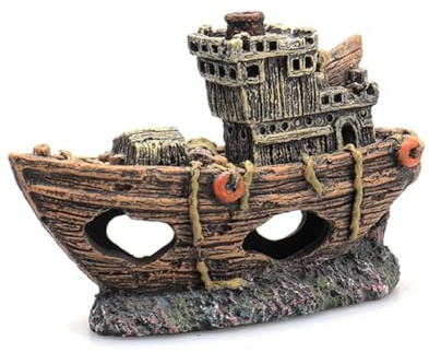 Glayent Acquario Pirata Pesce Nave Paesaggistica Serbatoio Statua Ornamentale Pesci Rifugio Accessorio Decorazione Resina 1 PZ