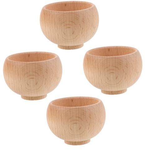 JEWEDECO 4 Piezas Base de Madera para Cojín de Agujas Cuenco Multiusos para Bordado y Diseño Japonés Estable para Manualidades DIY