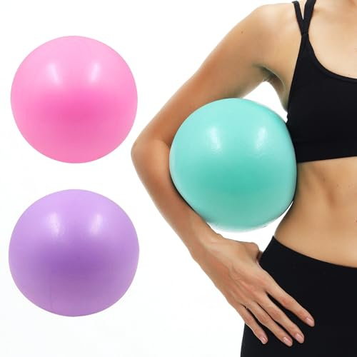 Prizmxed Lot de 3 Petit Ballon Pilates, 25 cm, Antidérapantes, Résistantes à l'usure, épaisses, Anti-éclatement, Douces pour la Peau, Adaptées au Yoga et au Gym. (25 cm (Version Standard 100 g))