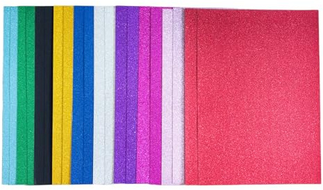 A4 Glitter Craft Paper, 20 Sheets 10 Colors 250gsm Sparkle Cardstock, Shiny Glitter Paper for Holiday Crafts, Gift Wrapping, Scrapbooking, DIY Projects, Decorations LGIFUTMAX