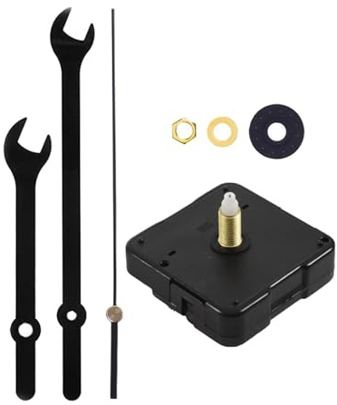 PIXZCSA Kit de Mecanismo de Piezas de Reloj de Pared con manecillas a Pilas, Movimiento metálico preciso, opción de reparación, Apto para Relojes con, Negro, Eje de 18 mm