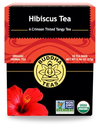 Buddha Teas - 100% Organic Herbal Hibiscus Tea - 18 Tea Bags