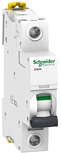 Schneider Electric A9F75101 IC60N Interruptor Automático Magneto Térmico, 1P, 1A, Curva D, 78.5mm x 18mm x 85mm, Blanco