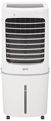 Igenix IG9750 50 Litre Air Cooler Fan, Evaporative Cooler with Humidifier Function, 3 Speed Settings, 3 Wind Modes, Oscillating, 12 Hour Timer, Remote Control, Removable Water Tank