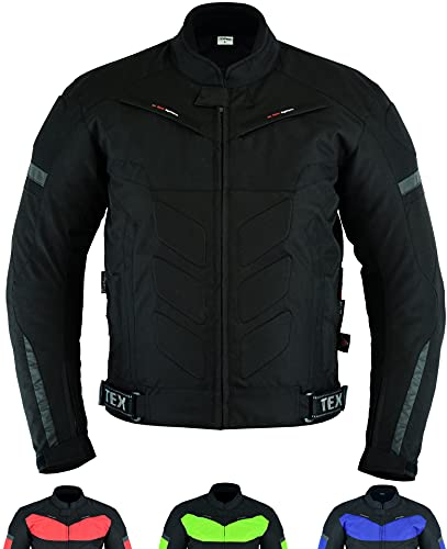 Texpeed Veste homme homologué avec protection - Cordura imperméable hiver/été court blouson courses motard avec armure CE (EN 1621-1) Noir - M