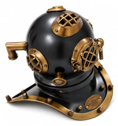 Nautical Replica Hub Antik mässing dykarhjälm US marinblå stål vintage